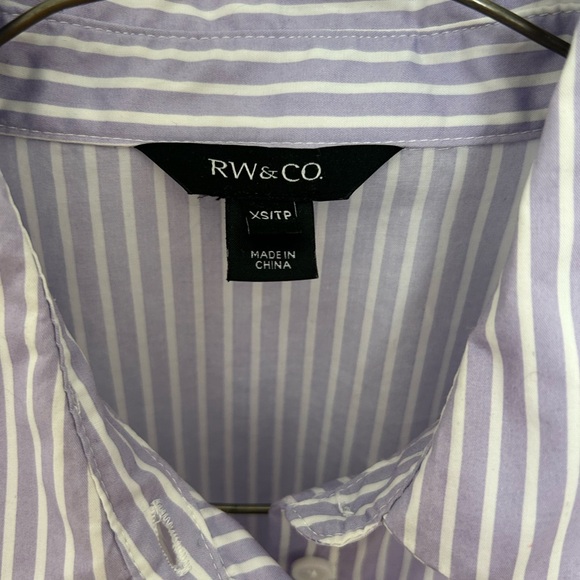 RW&CO. Lavender and White Striped Button-Down Shirt - Picture 5 of 7